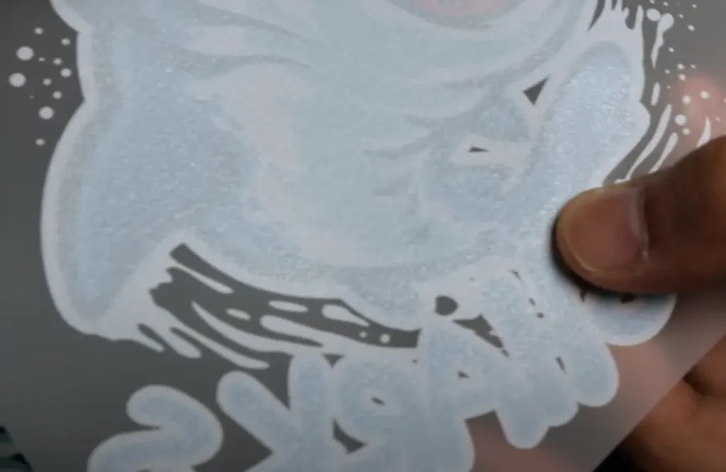 The DTF powder has an orange peel texture after curing