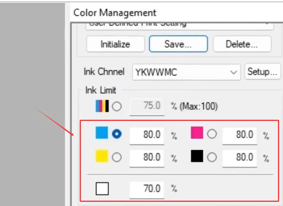 printing software sets ink output limits